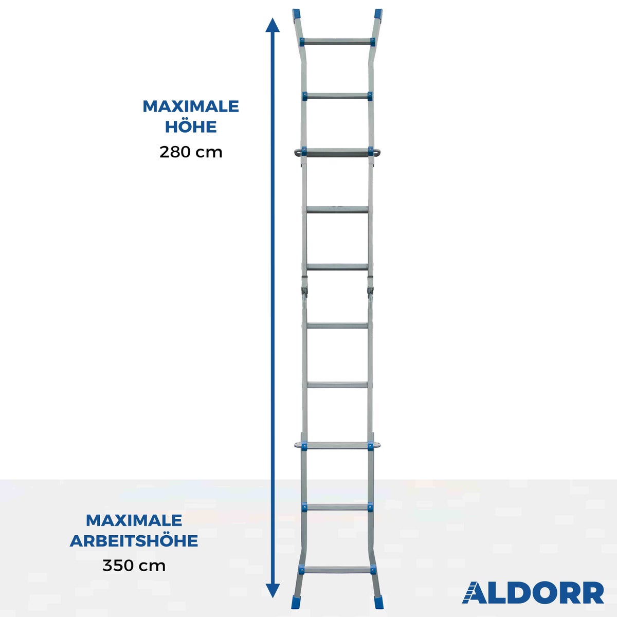 ALDORR Home - 4x3 telescopische multifunctionele ladder - 2,80 m