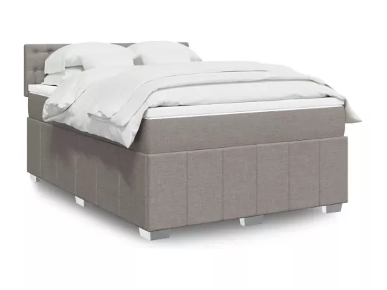 Sommier à lattes de lit avec matelas Taupe 160x200 cm Tissu