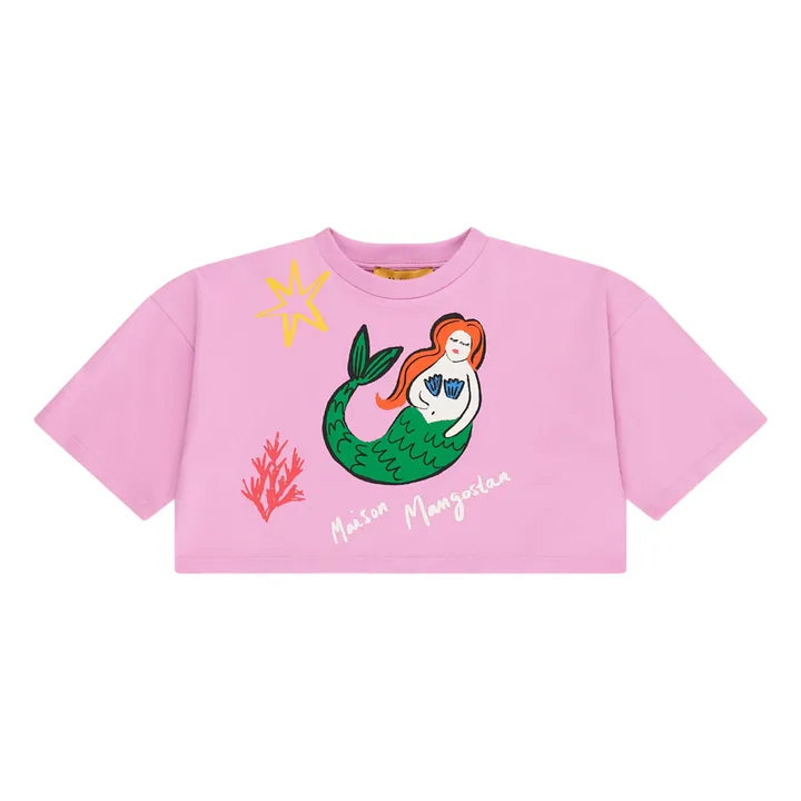 Maison Mangostan T-Shirt Cropped Mermaid Coton Bio | Rose