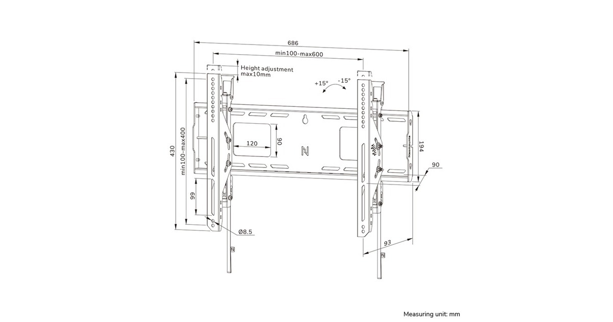 NeomountsWL35-750BL16 kantelbare wandsteun bevestiging  (Zwart)