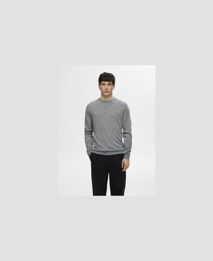 Selected Homme SLHTRAY LS KNIT MERINO CREW NECK NO Grå