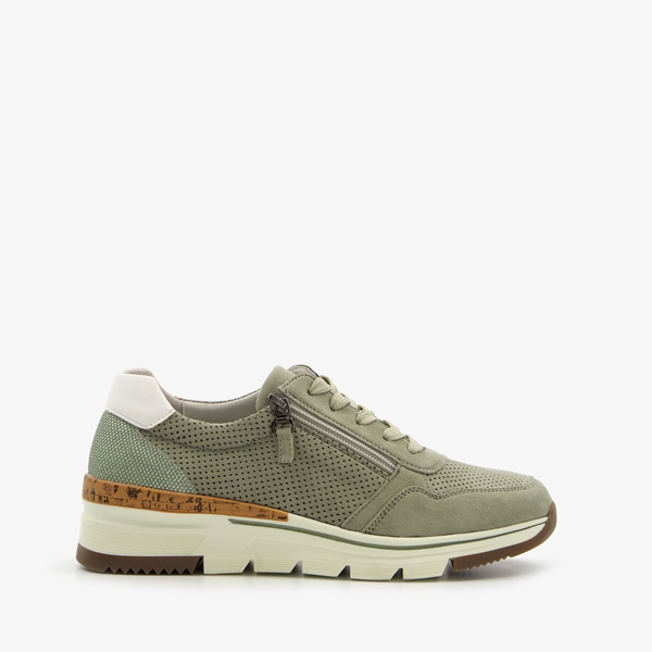 Blue Box dames sneakers kaki met wit detail