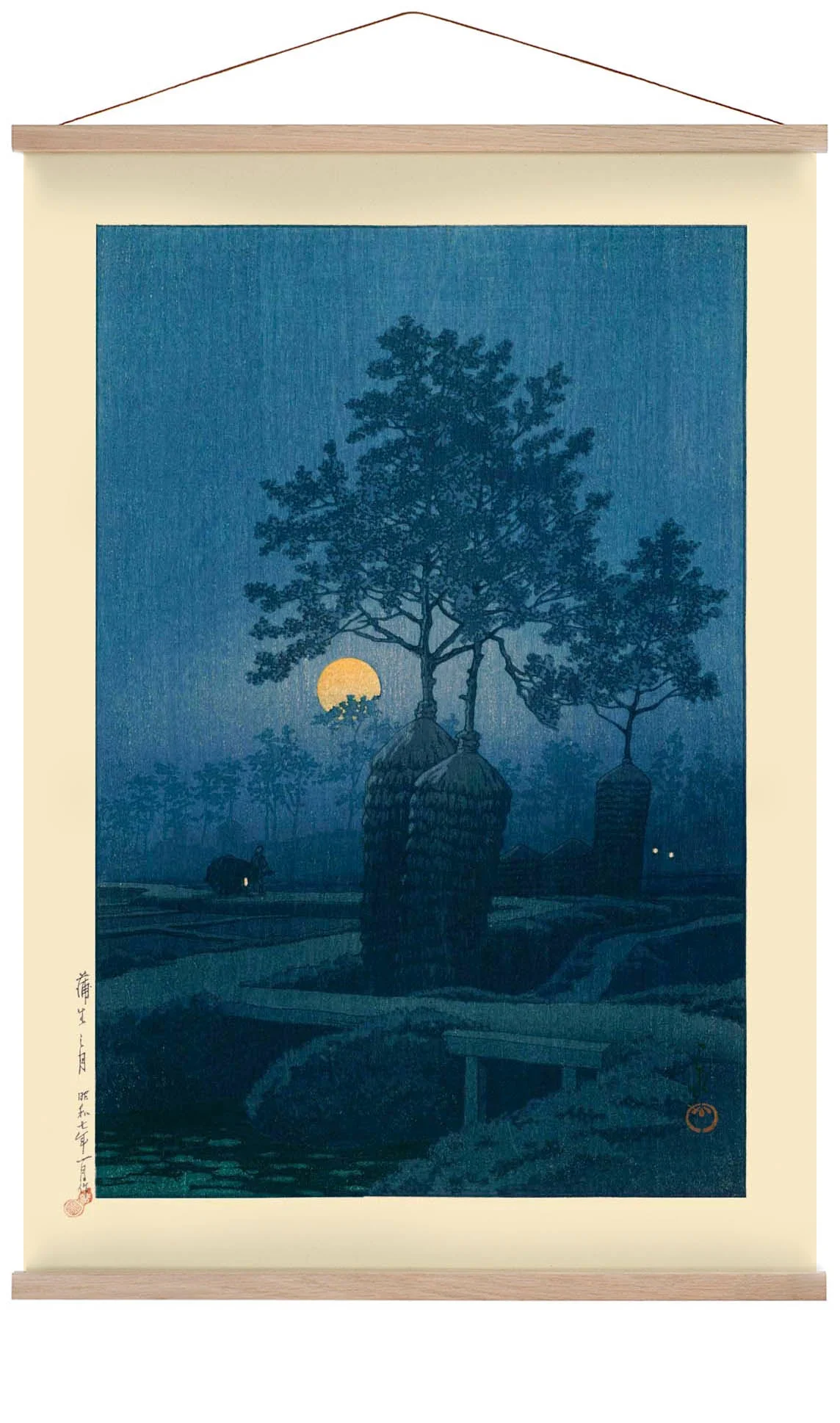 Vollmond bei Gamo Kunstdruck von Hasui