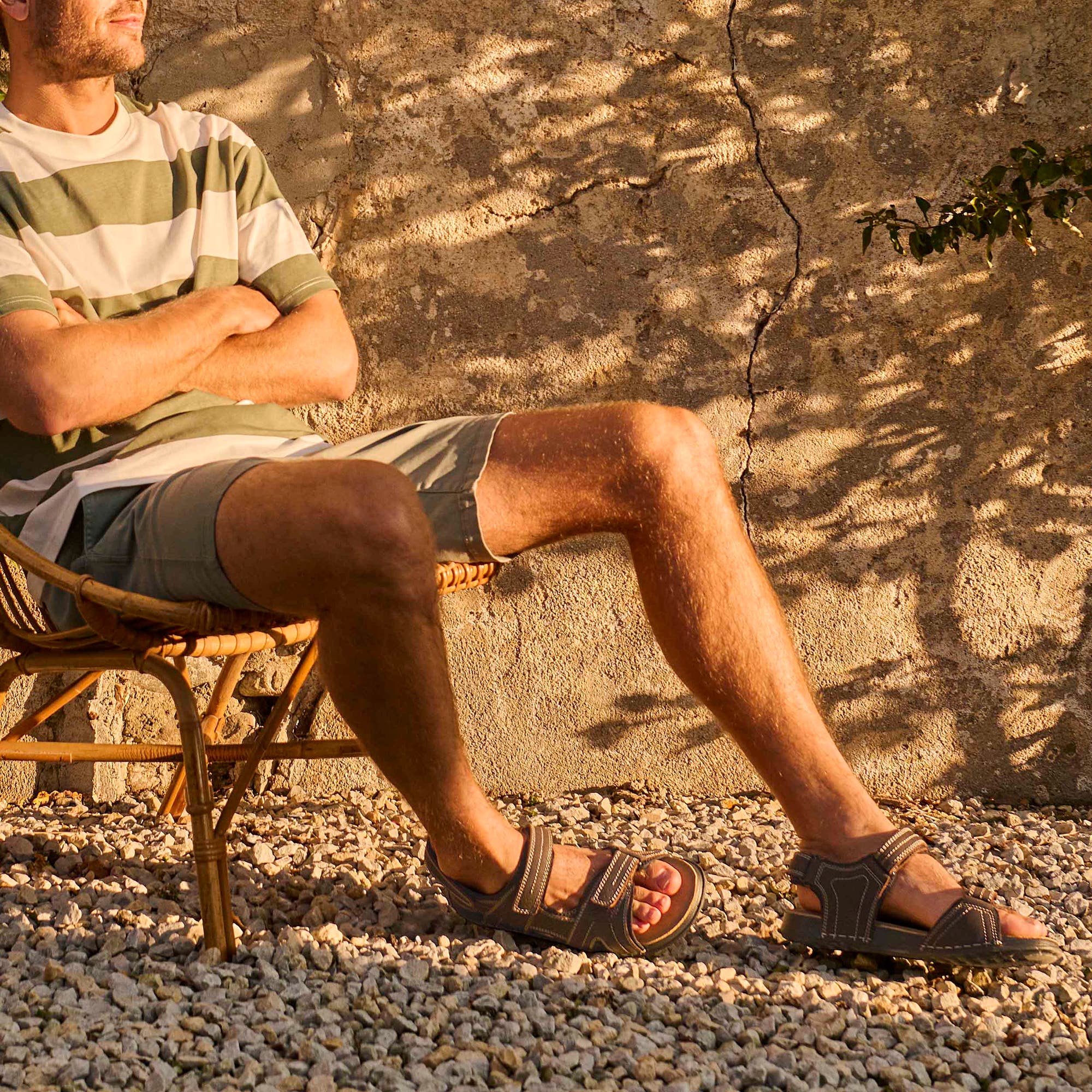 Sandales Homme en cuir marron