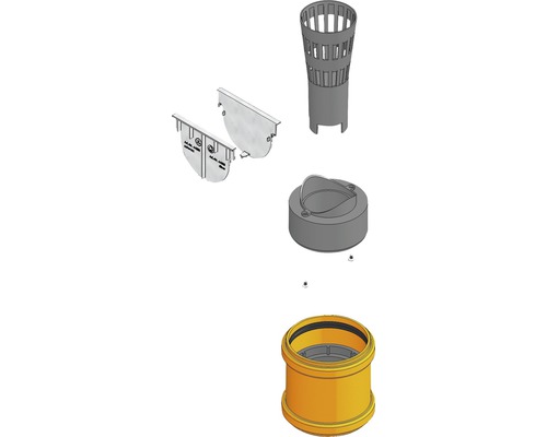 Hauraton TOP X aansluitset met eindpaneel, bladvanger, stankafsluiter en adapter DN/OD 75/110 zilver