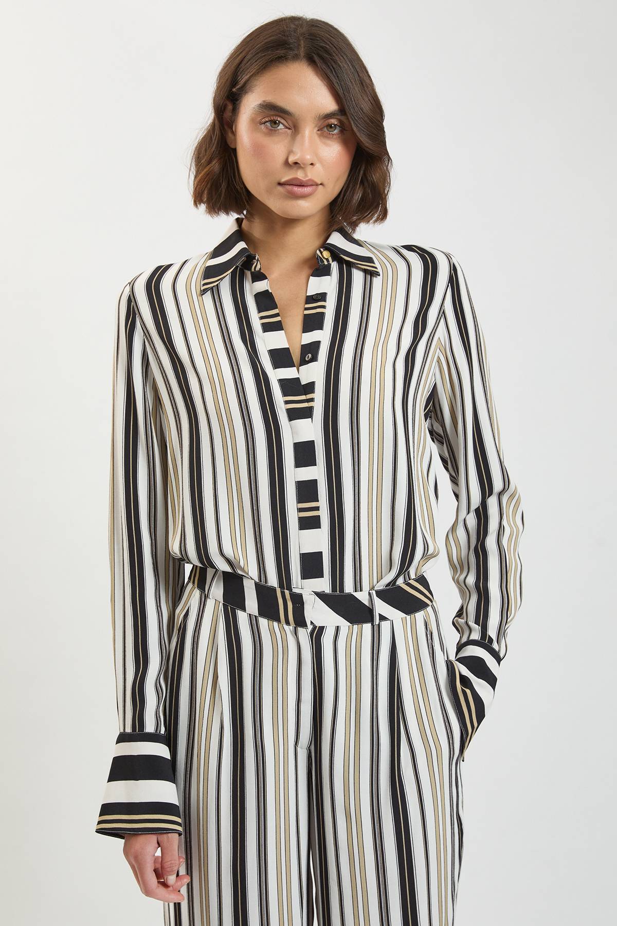 KarenMillen Chemise Coordonnée À Rayures Contrastées En Viscose Petite