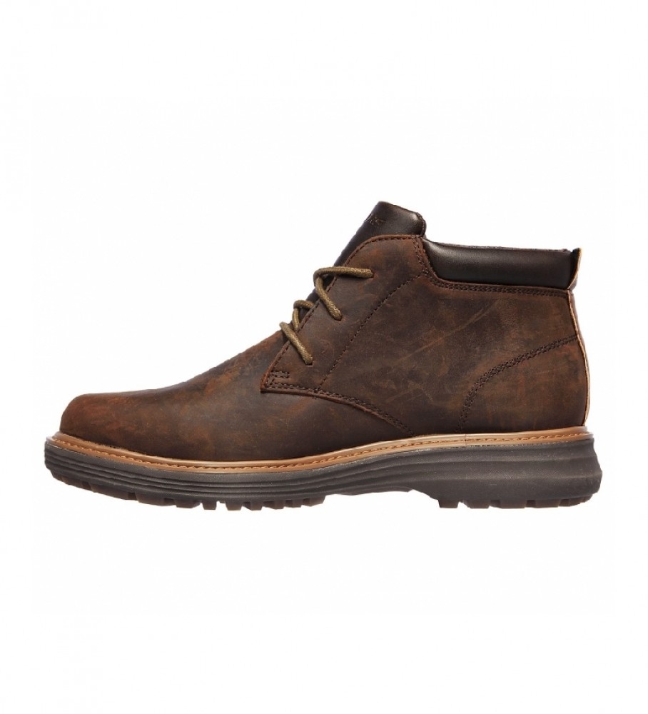 Botas de cano curto Skechers Wenson Osteno em couro marrom chocolate