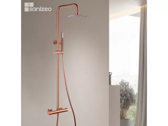 Colonne de Douche Thermostatique anti-calcaire Or Rose Cuivré IMEX GENOVA BTG053/ORC