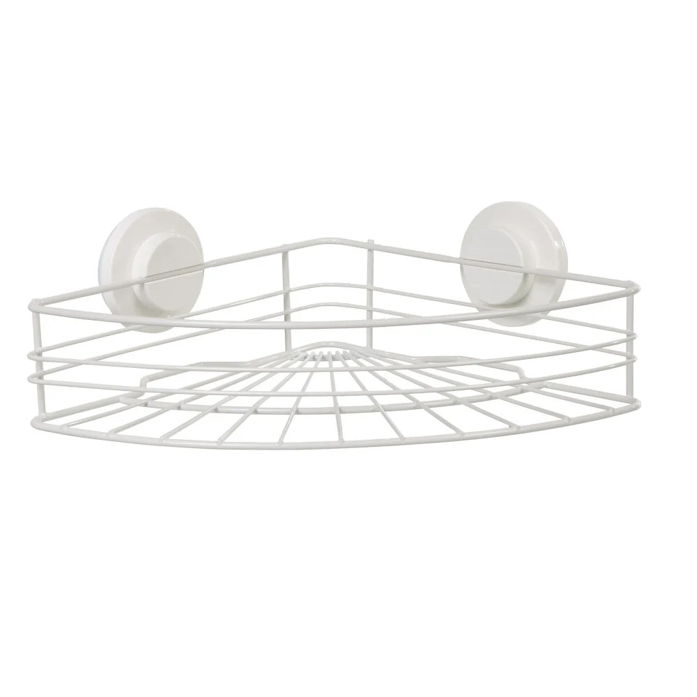 Étagère de douche panier d'angle à ventouse blanc