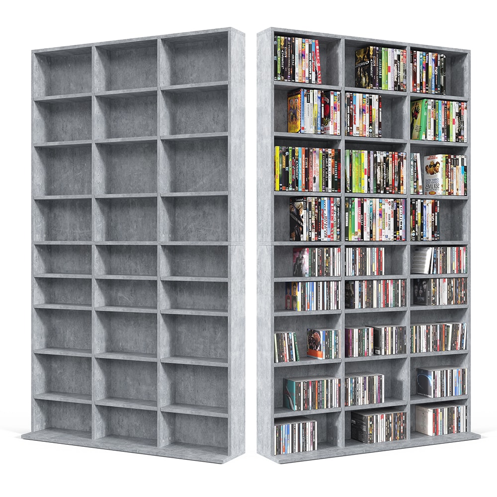 Vicco Wandregal CD DVD Regal Standregal Medienregal Regalwand BücherregalBeton