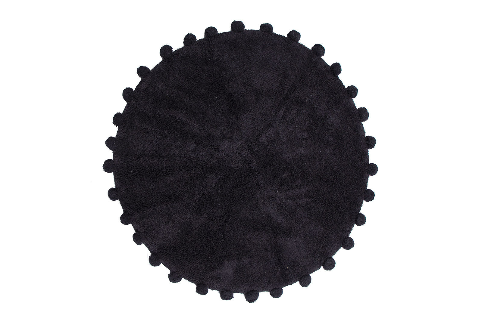 Pops badematter Sort stripet med dusker. Ø:90 cm