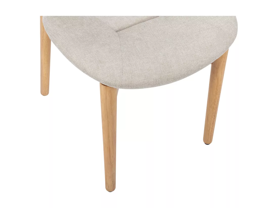 Lot de 6 chaises en tissu et bois d'hévéa - Beige - ISADIO
