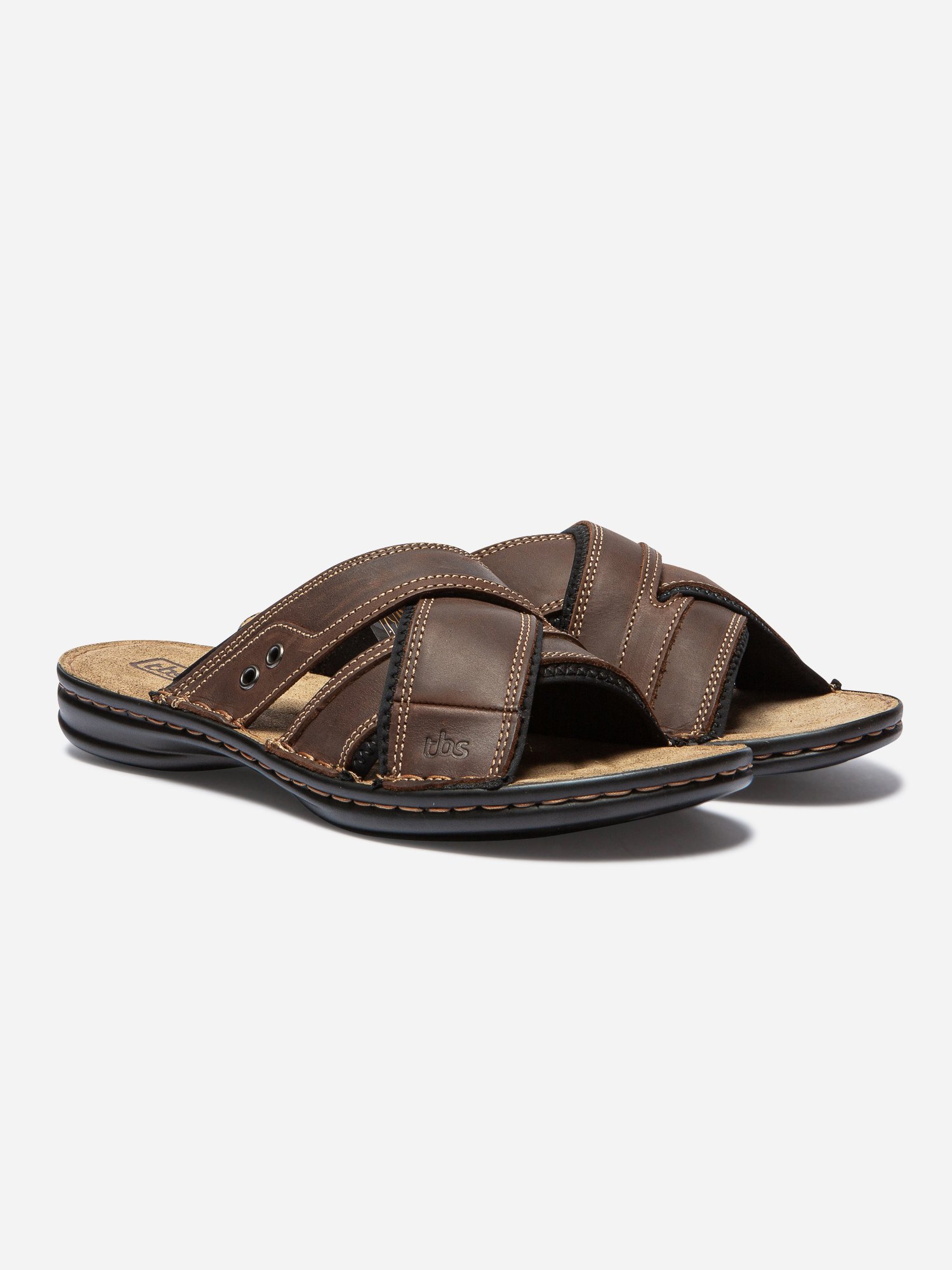 Sandales Homme Dessus Cuir Marron
