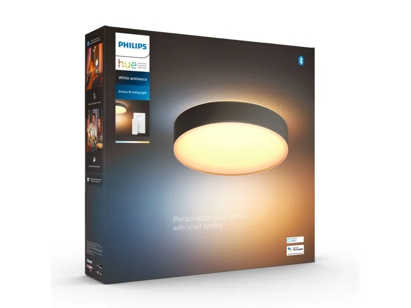 Philips Hue White ambiance Enrave Medium - Loftslampe - LED - 19.2 W - køligt hvidt/varmt hvidt lys - 2200-6500 K - sort