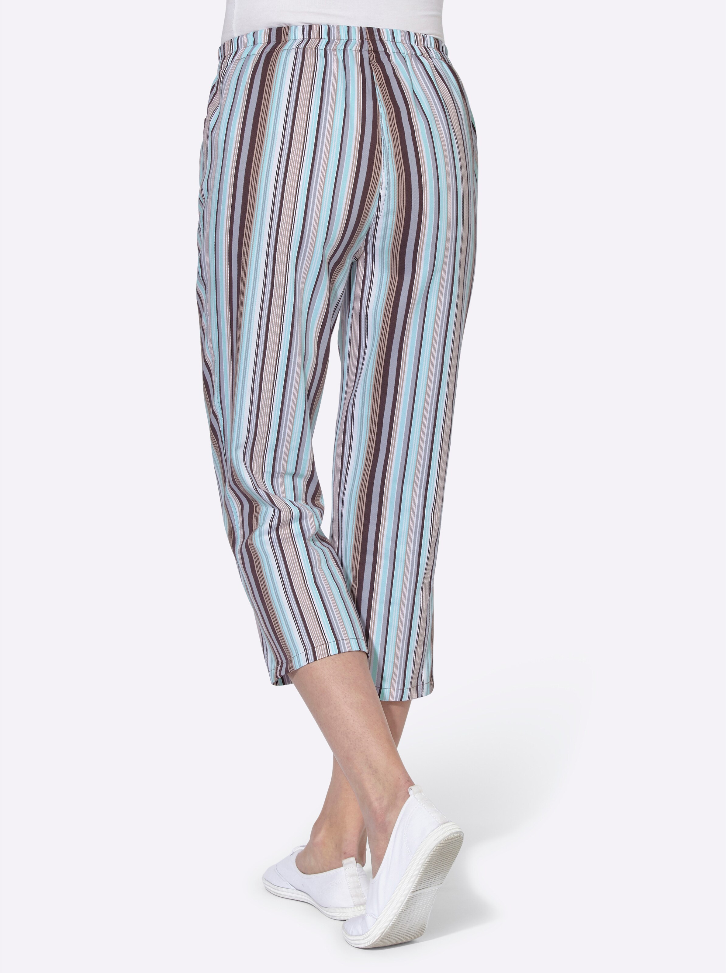 Caprihose in aqua-gestreift