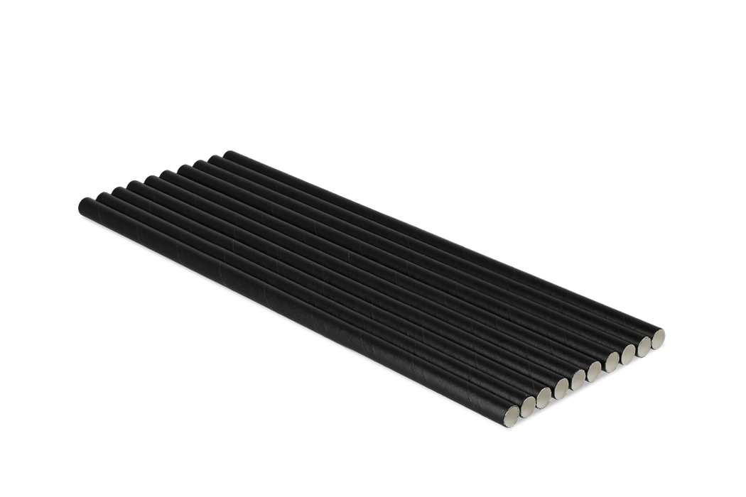 Papieren rietjes zwart 240x8mm BIO