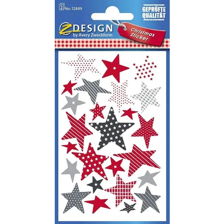 Avery Zweckform Z-Design 52889, Weihnachtssticker, Sterne, 25 Aufkleber