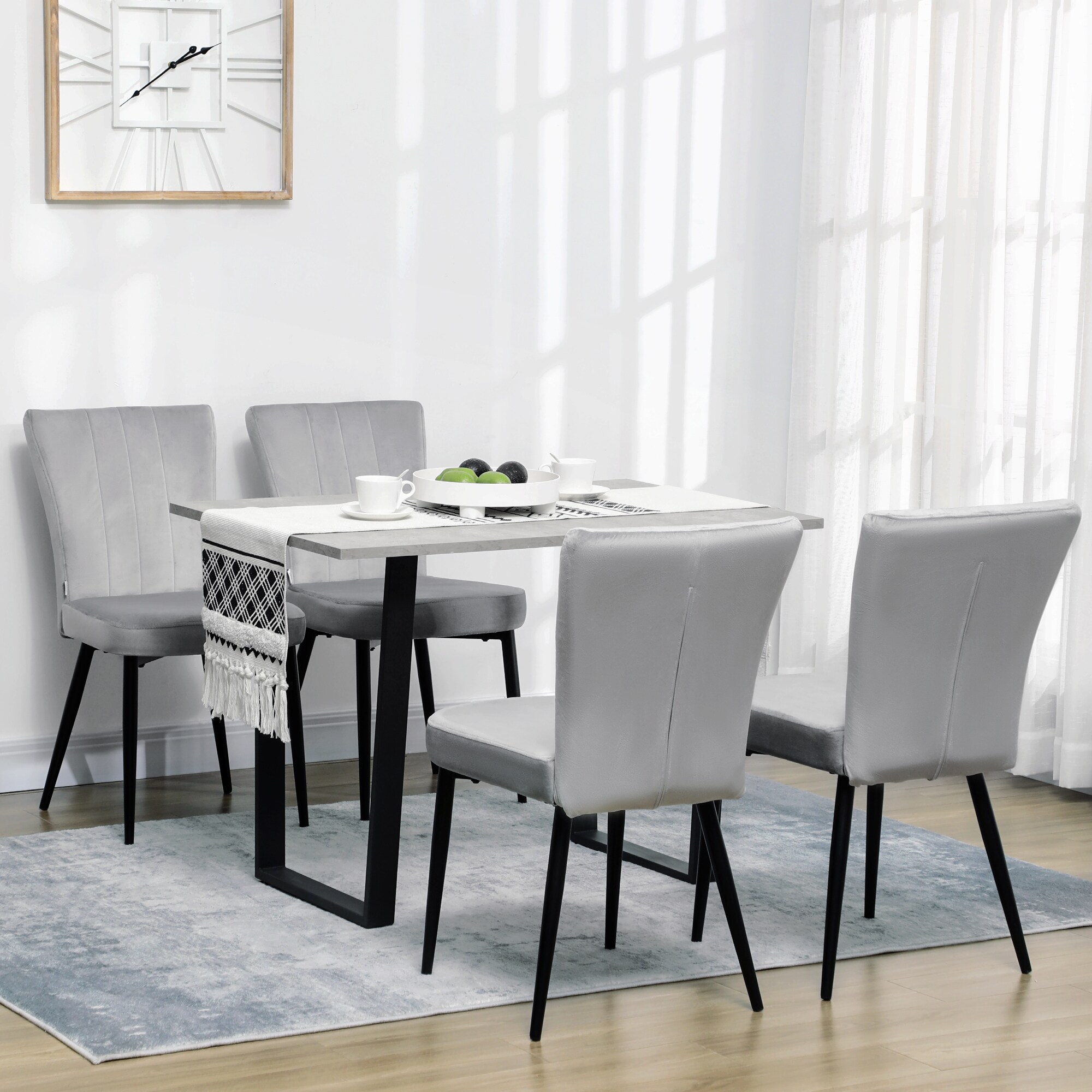 HOMCOM Esszimmerstuhl mit Stahlbeinen grau 46L x 65B x 87H cm