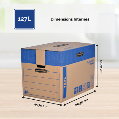 5 Cartons déménagement 127L - Bankers Box SmoothMove FastFold Fellowes