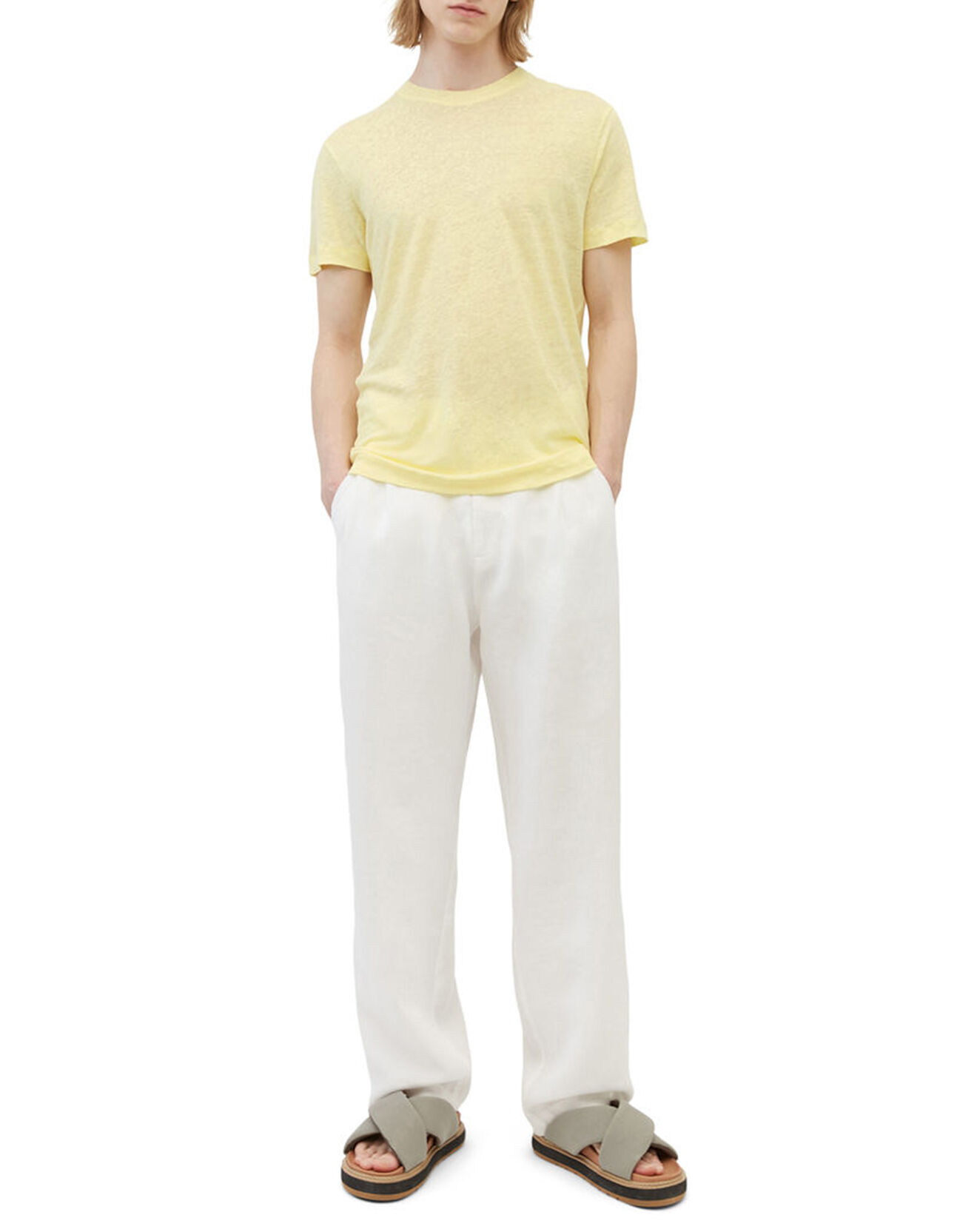 Marc O'Polo T-Shirt 100% Lin manches courtes Col Rond jaune