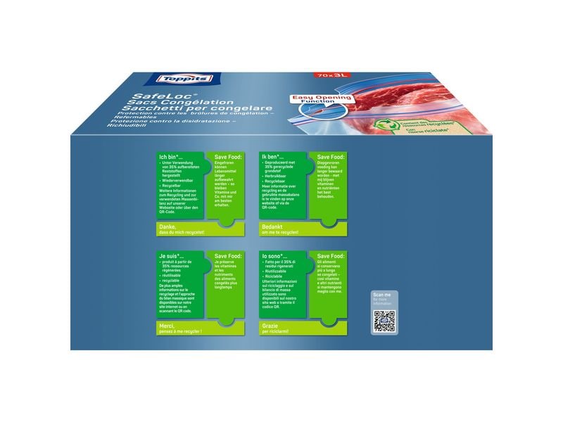 Toppits Gefrierbeutel 3 l Multipack 70 Stück Tiefkühlbeutel