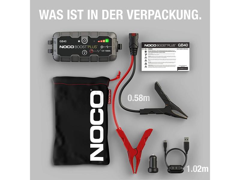 Noco Starterbatterie mit Ladefunktion GB40 12V 1000A Starterbooster und Powerbank, 12 V, 1000 A