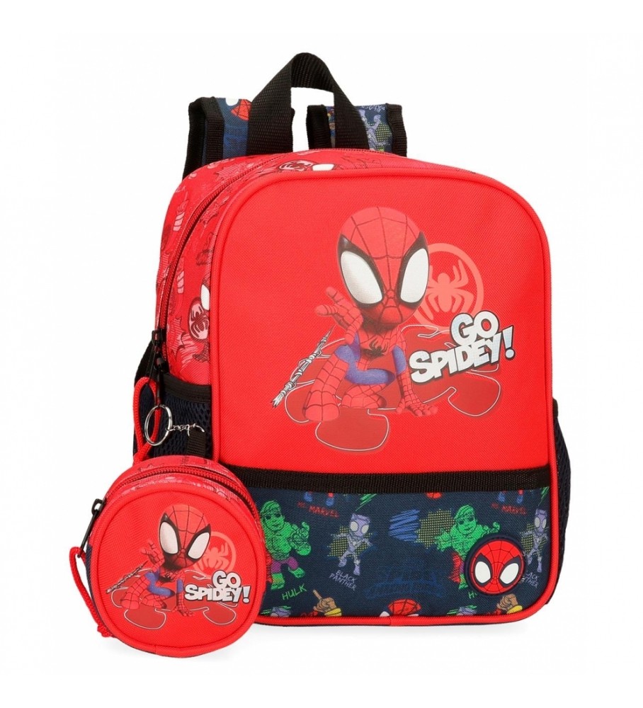 Mochila Joumma Bags Go Spidey vermelha - 23x25x10cm -