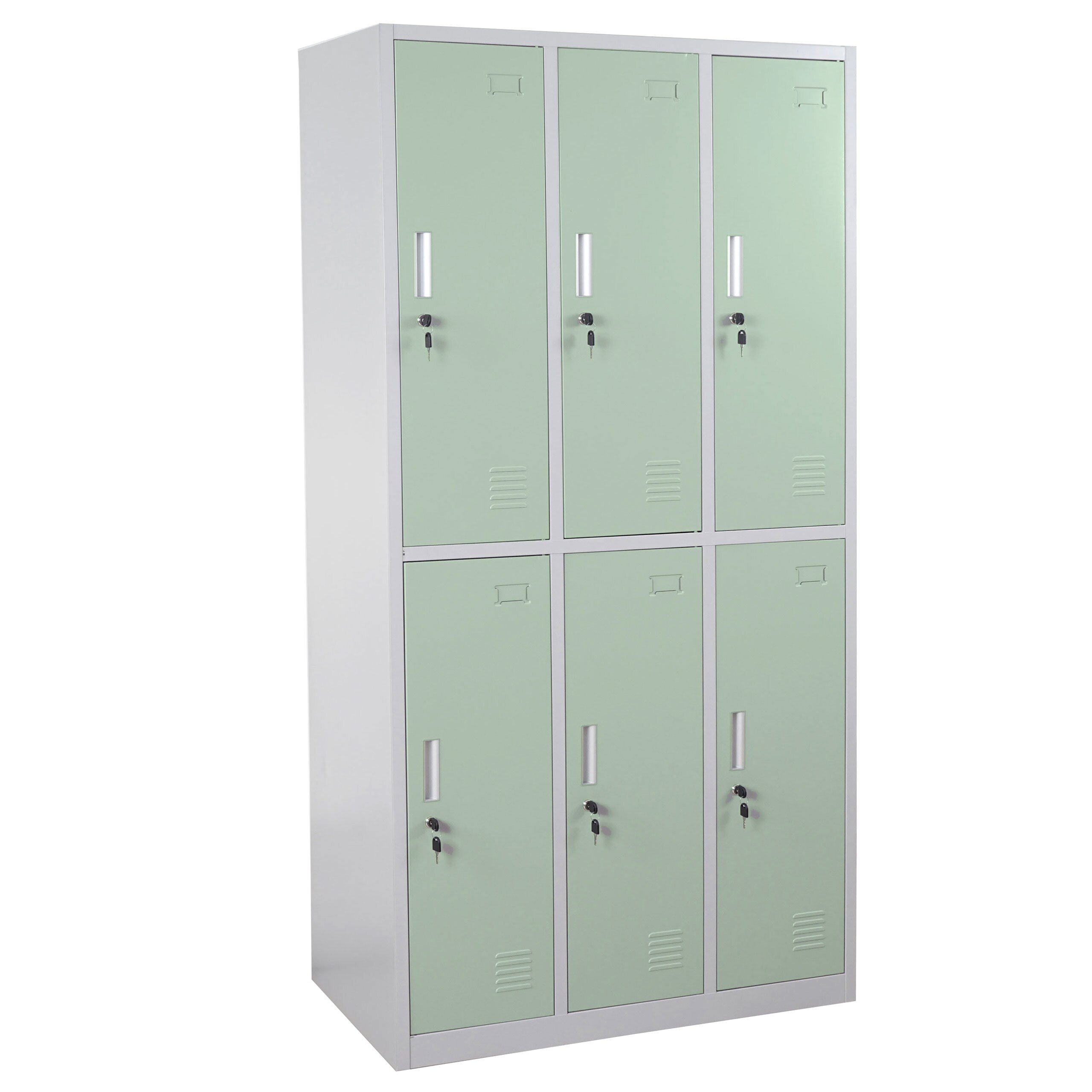 Schließfach Preston T829, Schließfachschrank Wertfachschrank Spind, Metall 6 Fächer ~ grün
