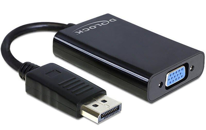 Adapterkabel DP - VGA SchwarzDelock Adapter DisplayPort 1.1 Stecker > VGA Buchse + Audio + Power schwarz