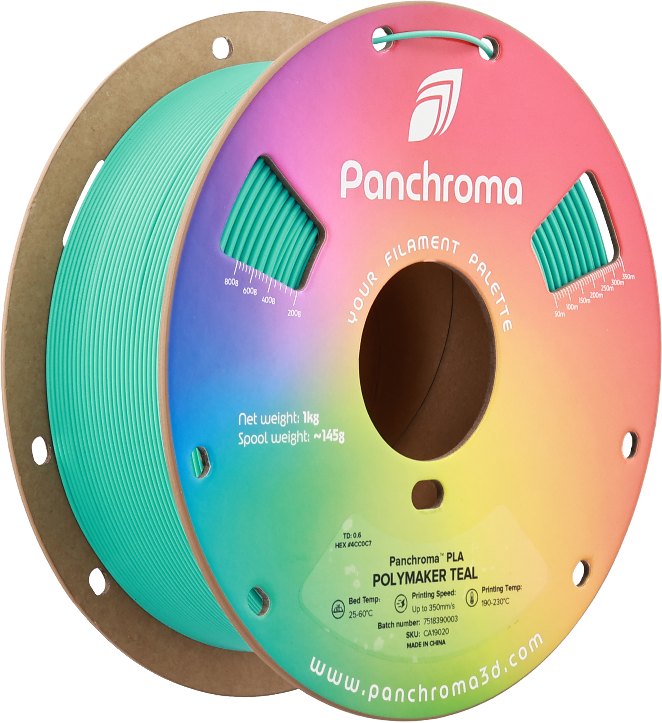 Polymaker  Panchroma™ PLA Teal, 1,75 mm / 1000 g    High-Speed Filament in Teal