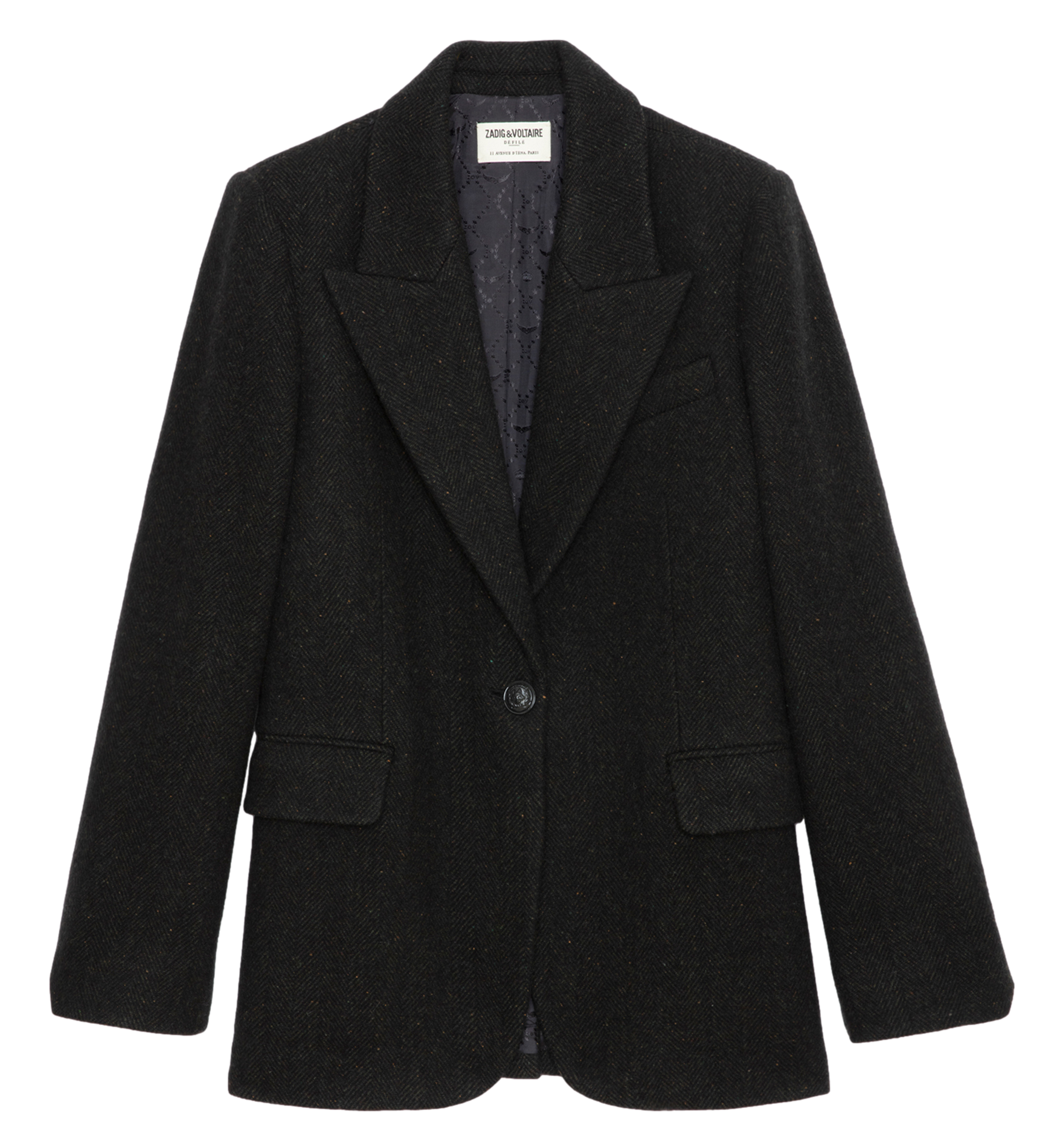 VINGT - Blazer col tailleur droit en laine mélangée | Vert