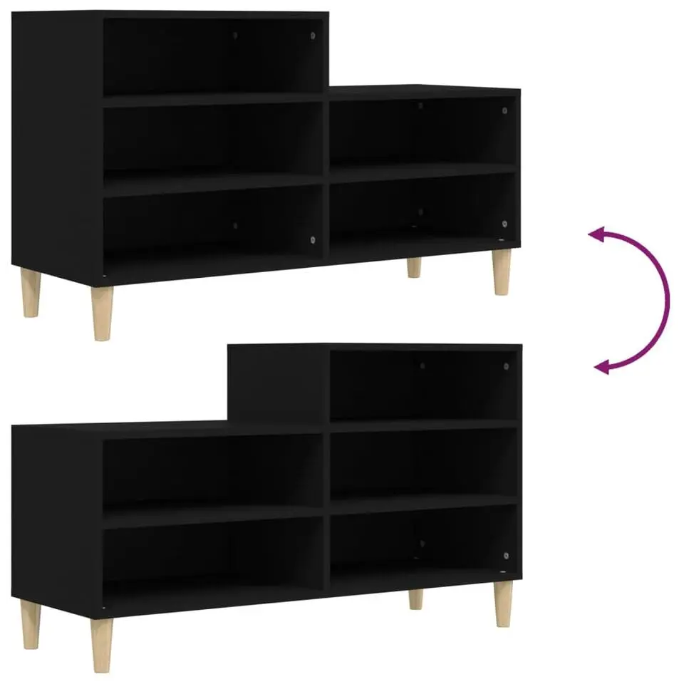 vidaXL - Schoenenrek - Zwart - Bewerkt hout