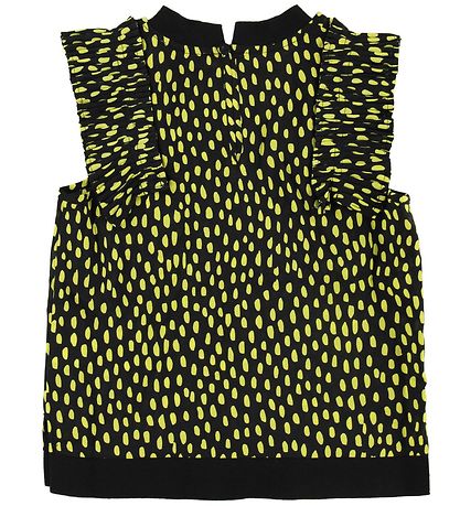 Stella McCartney Kids Top - Sort m. Gelbe Punkte/Rüschen
