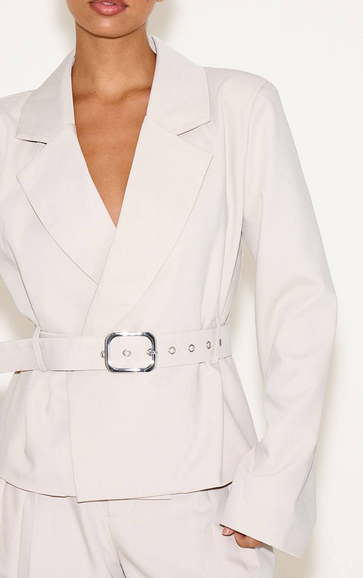 Sable Ensemble Coordonné Trench Court Ajusté En Tissu Tissé