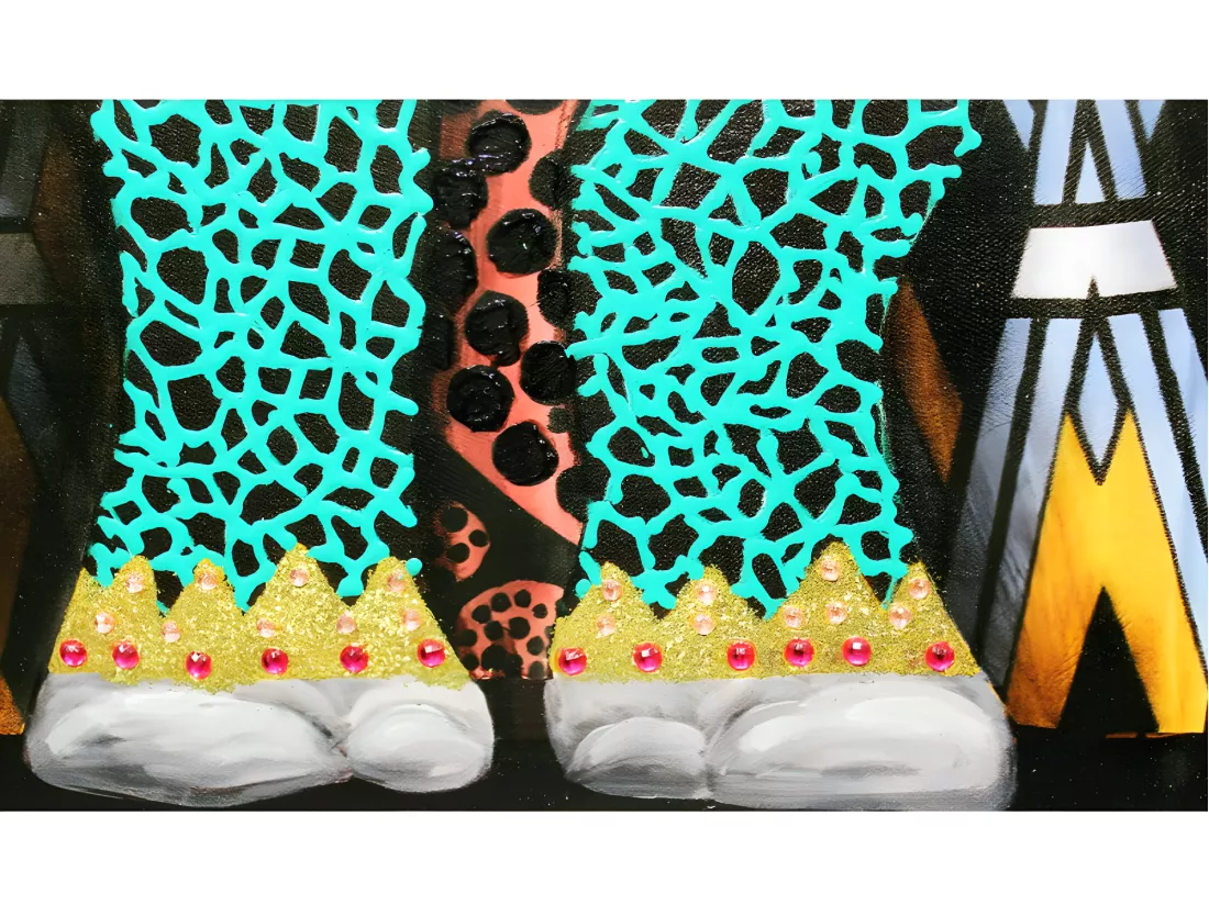 Tableau rhinocéros funky patchwork 100 cm - RHINO REGARD
