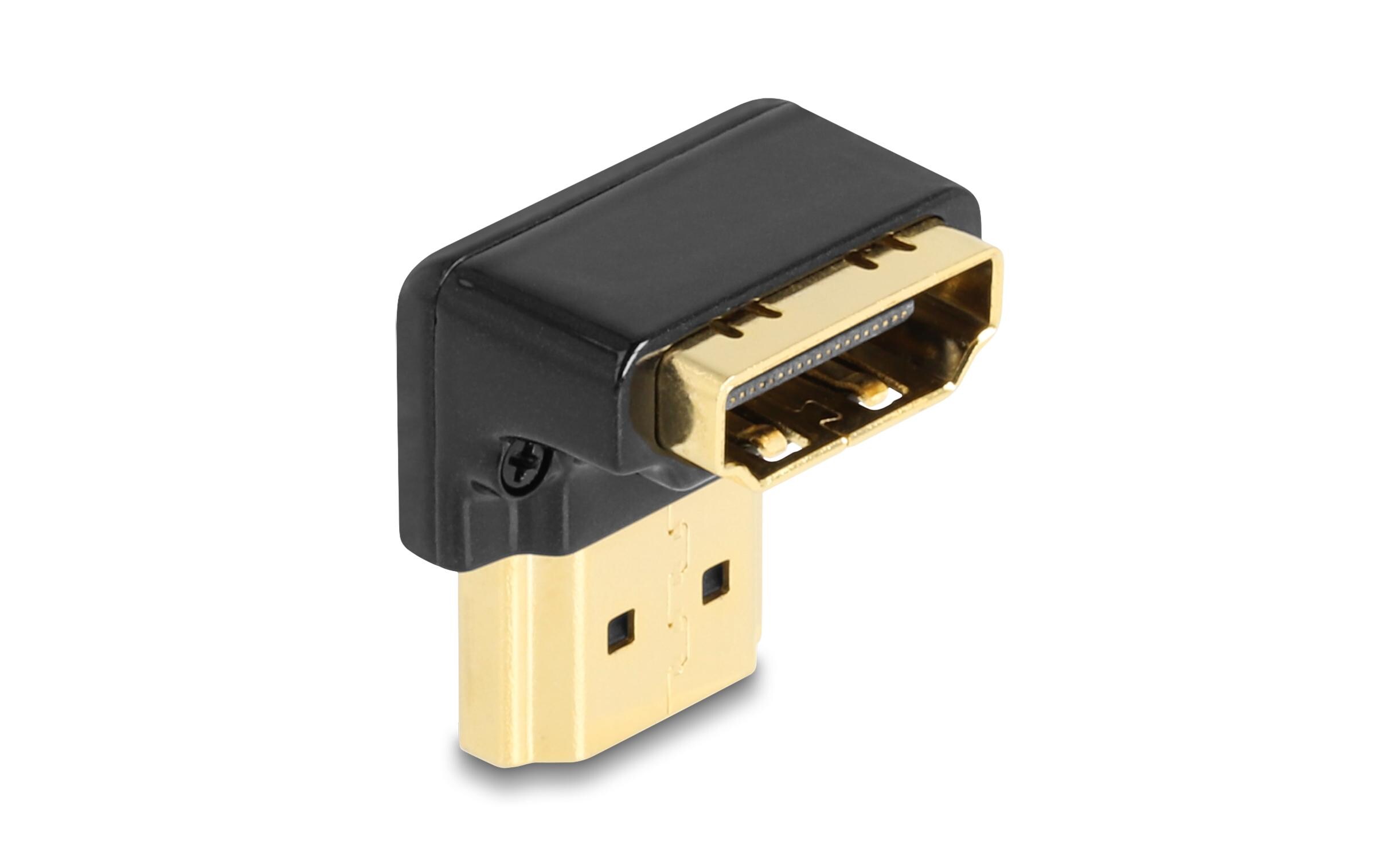 Adapter 90° unten gewinkelt, 8K 60 Hz HDMI - HDMIDelock HDMI Adapter Stecker zu Buchse 90° unten gewinkelt 8K 60 Hz Metall