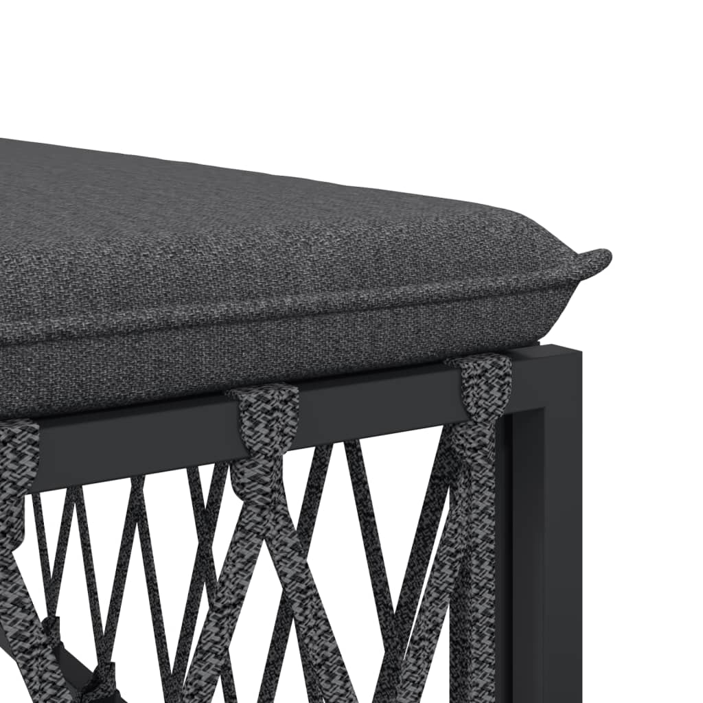 Salon de jardin meuble d'extérieur ensemble de mobilier 7 pièces avec coussins anthracite acier