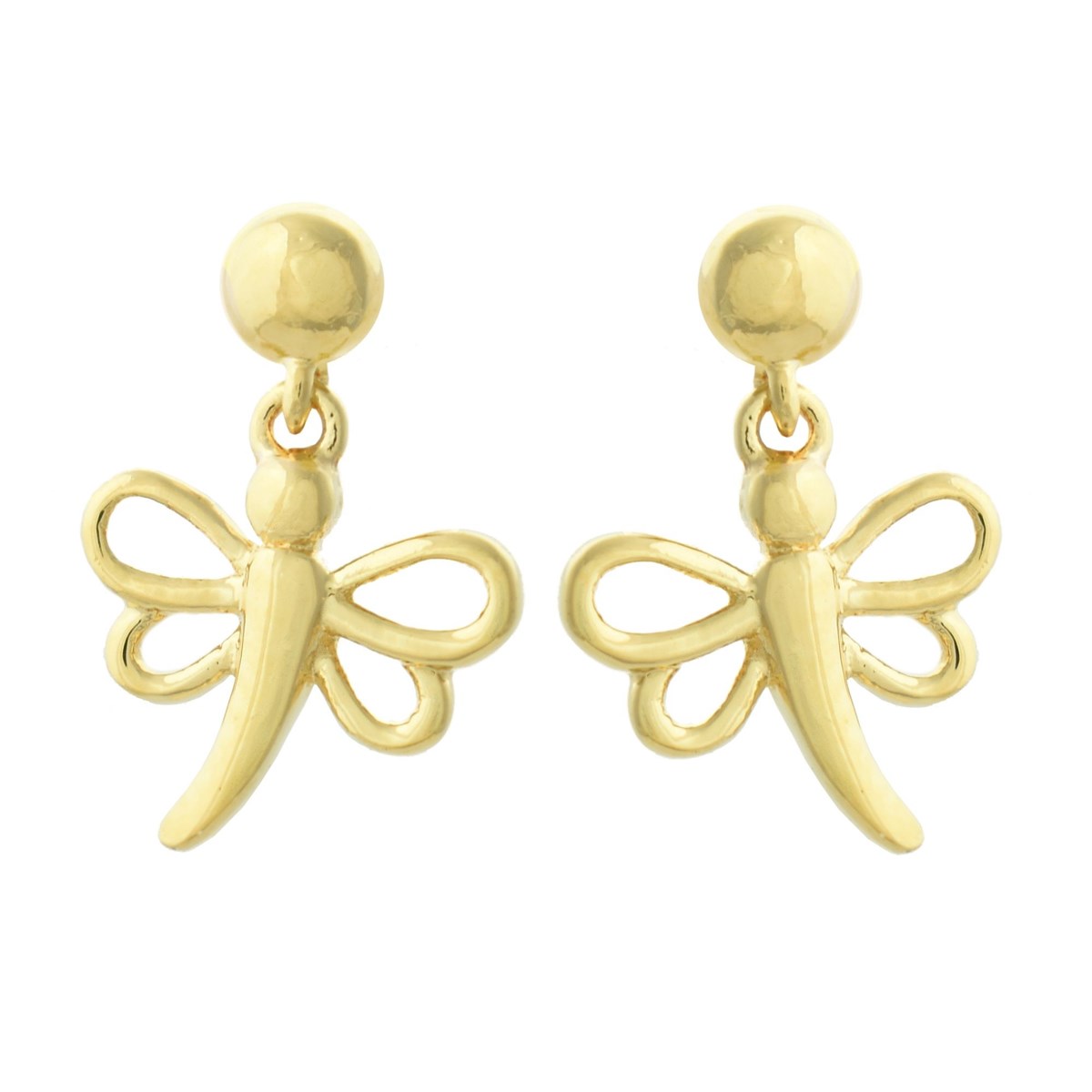Boucles d'oreilles libellule Plaqué OR 750 3 microns