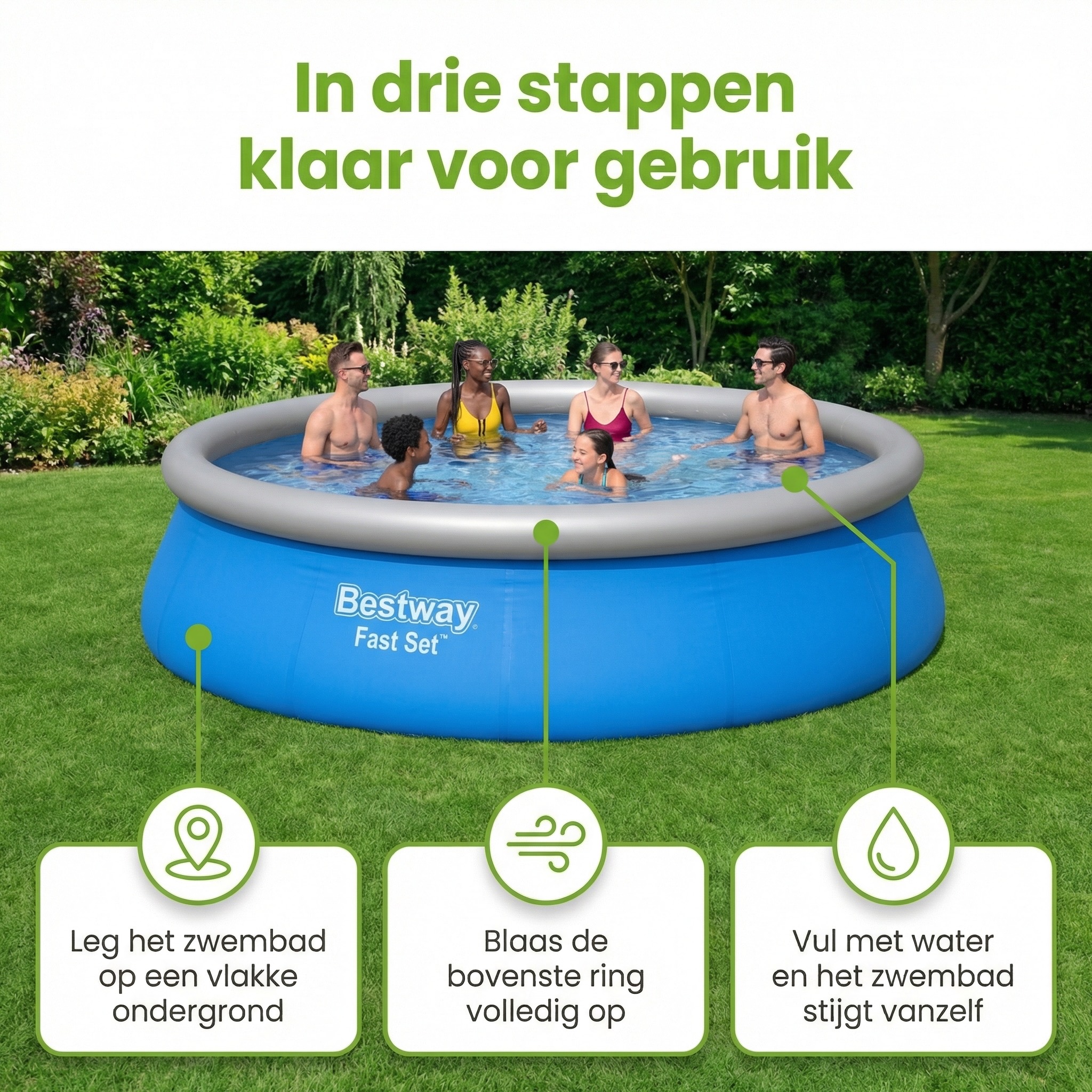 Bestway fast set 457x122cm zwembad – 4-delig