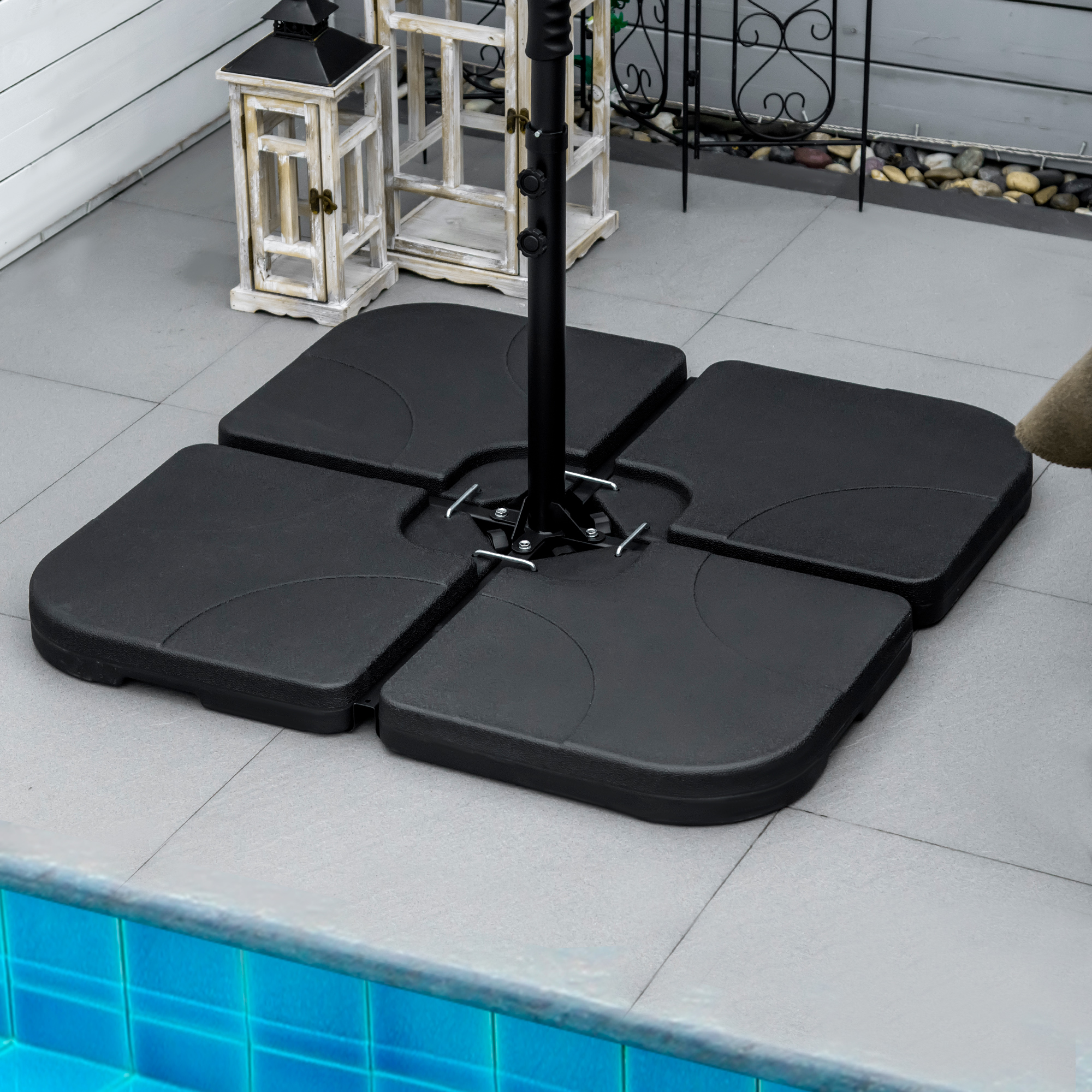 Outsunny Base de Sombrilla Negro