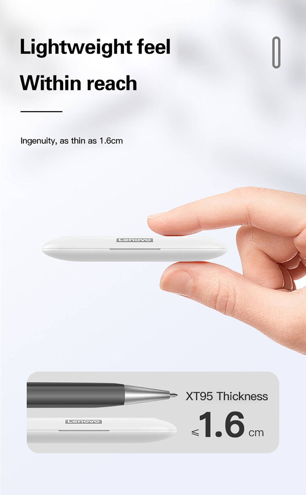 Lenovo XT95 Bluetooth-Kopfhörer Schwarz