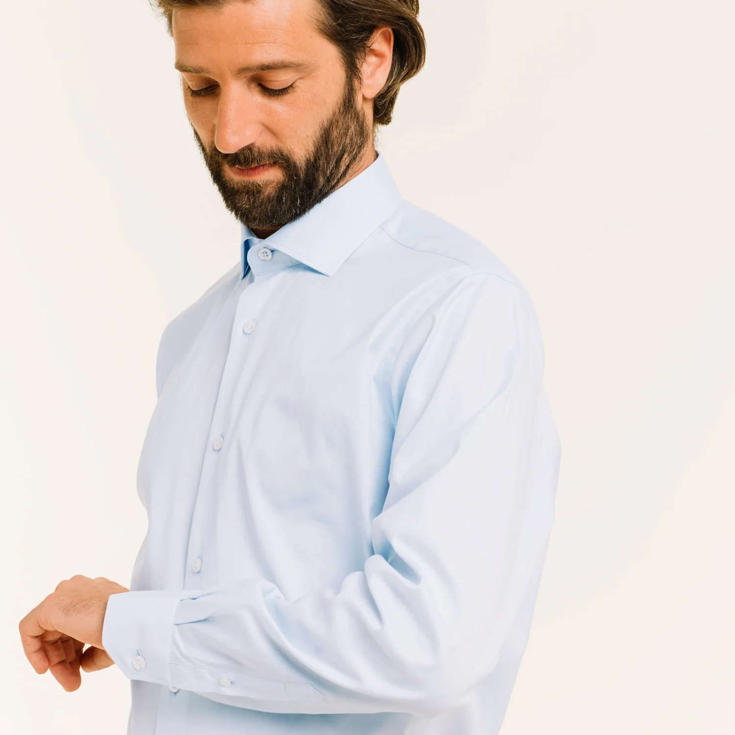 Sky blue double-twisted Oxford shirt