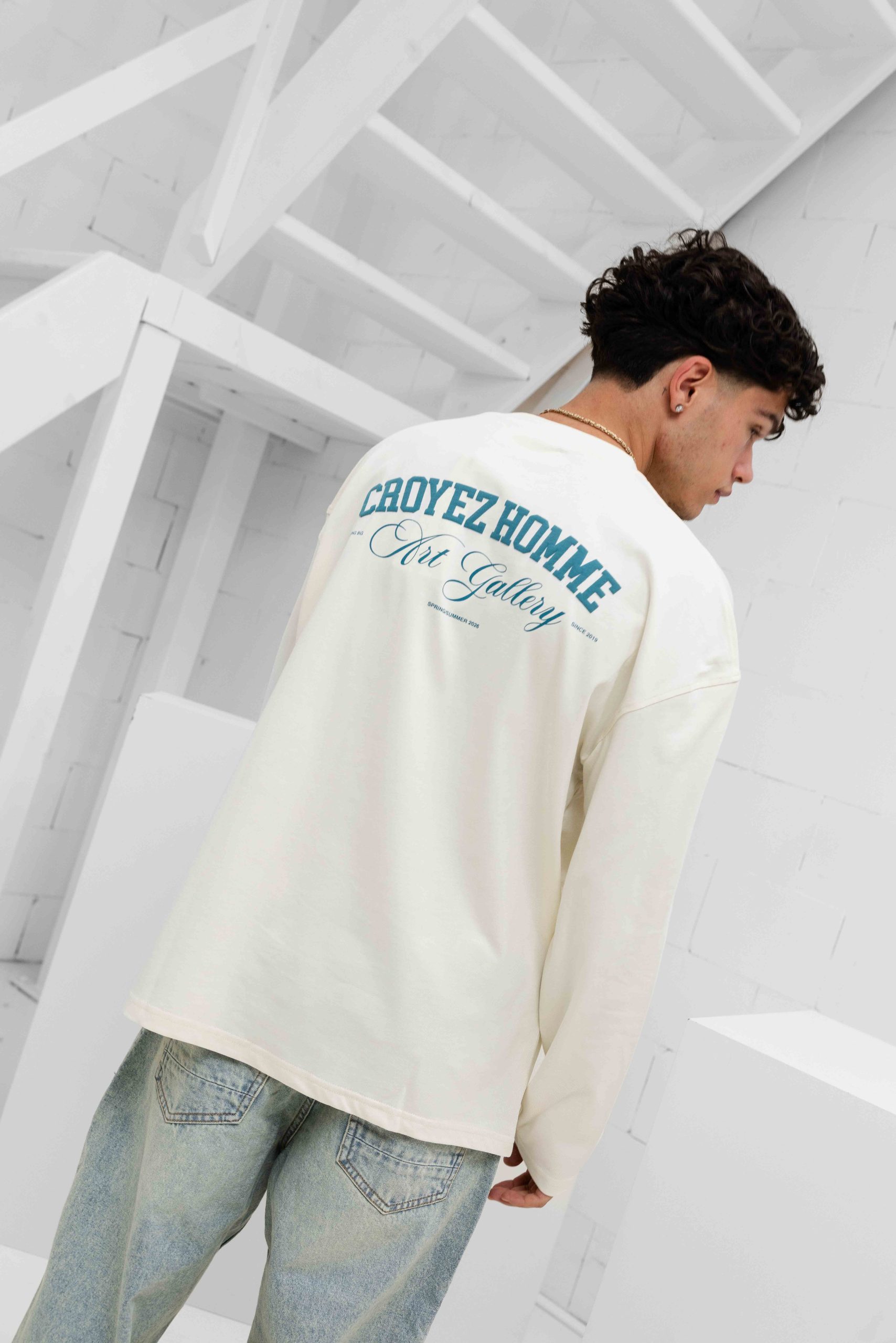 Croyez Art Gallery Longsleeve Heren Gebroken Wit