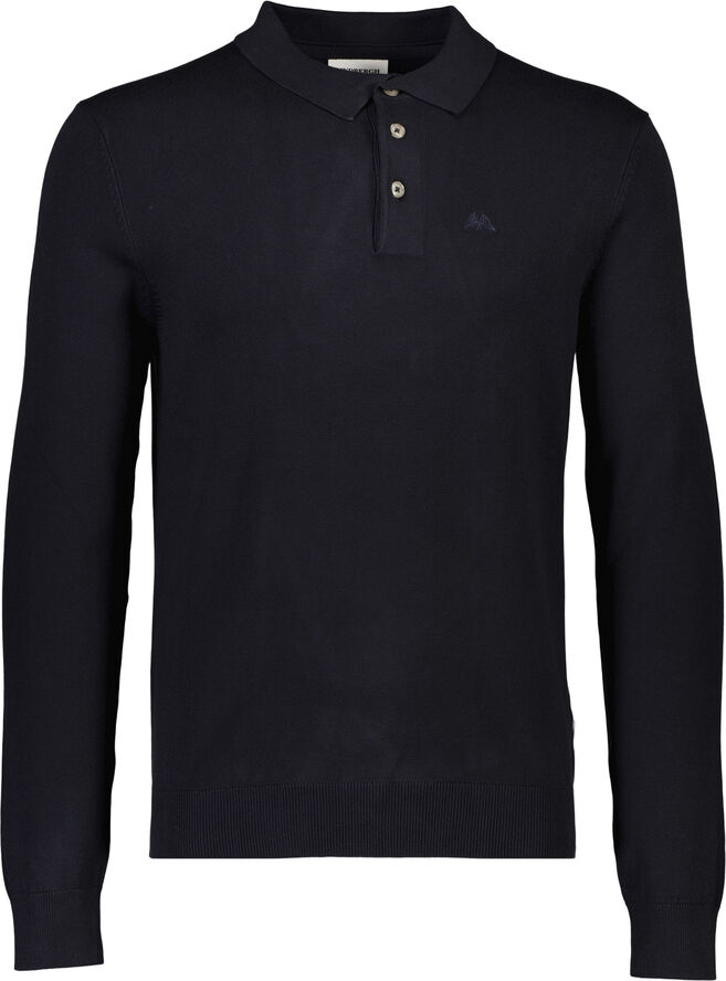 Lindbergh Long sleeve knitted poloshirt Blå
