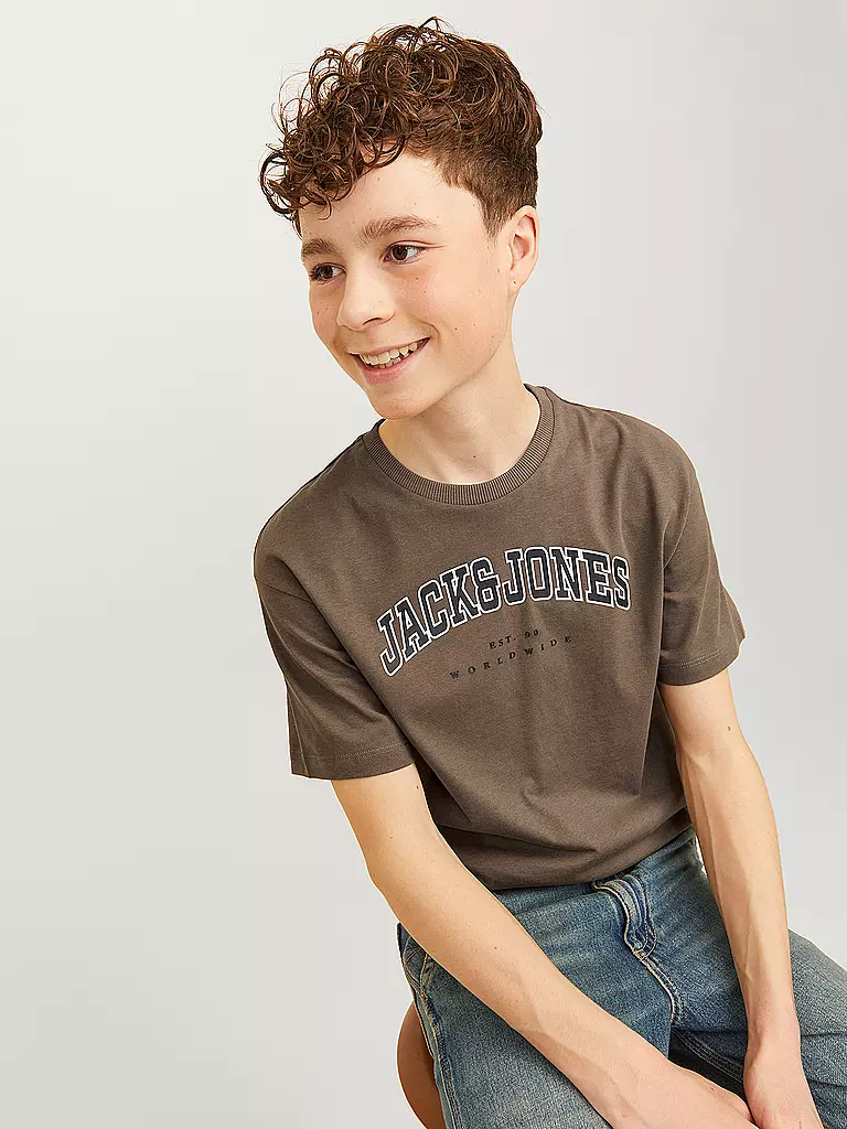JACK & JONES Jungen T-Shirt  JJECALEB VARSITY TEE  braun