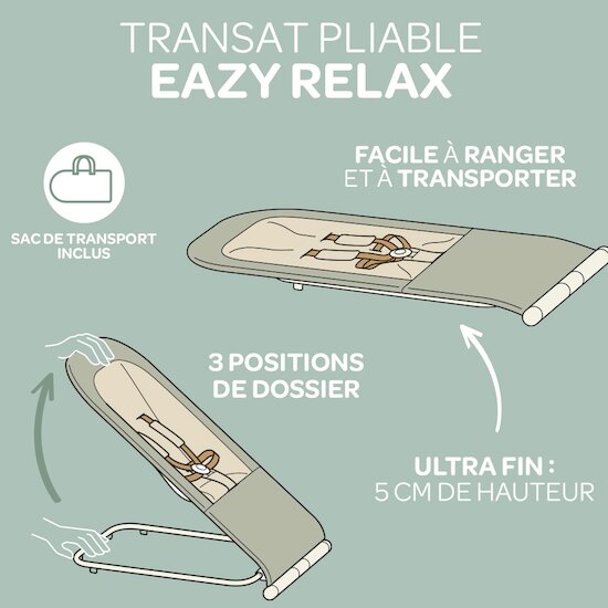 Transat pliable Eazy Relax   Greige        de               Béaba