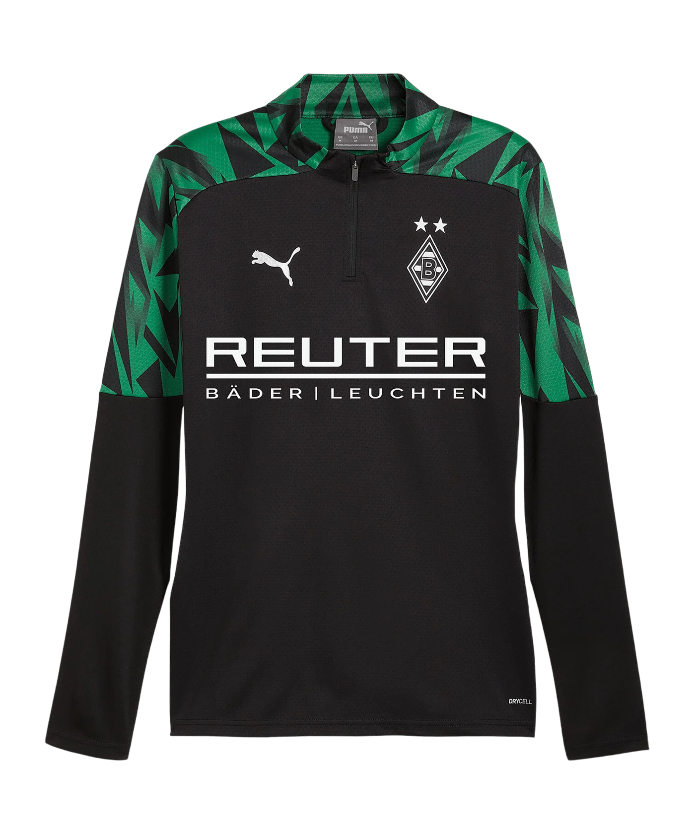 PUMA Borussia Mönchengladbach 1/4 Zip Sweatshirt mit Sponsor Schwarz F02