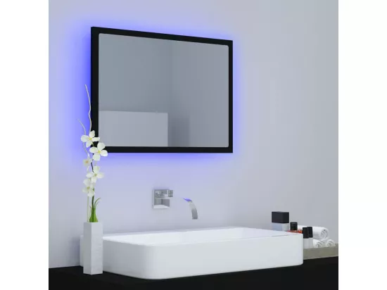 Miroir à LED de salle de bain Noir 60x8,5x37 cm Acrylique