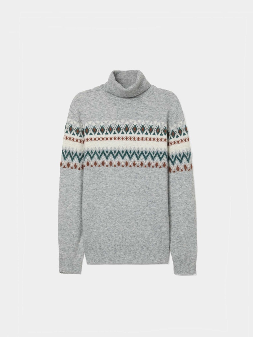 Camisola de gola alta com jacquard