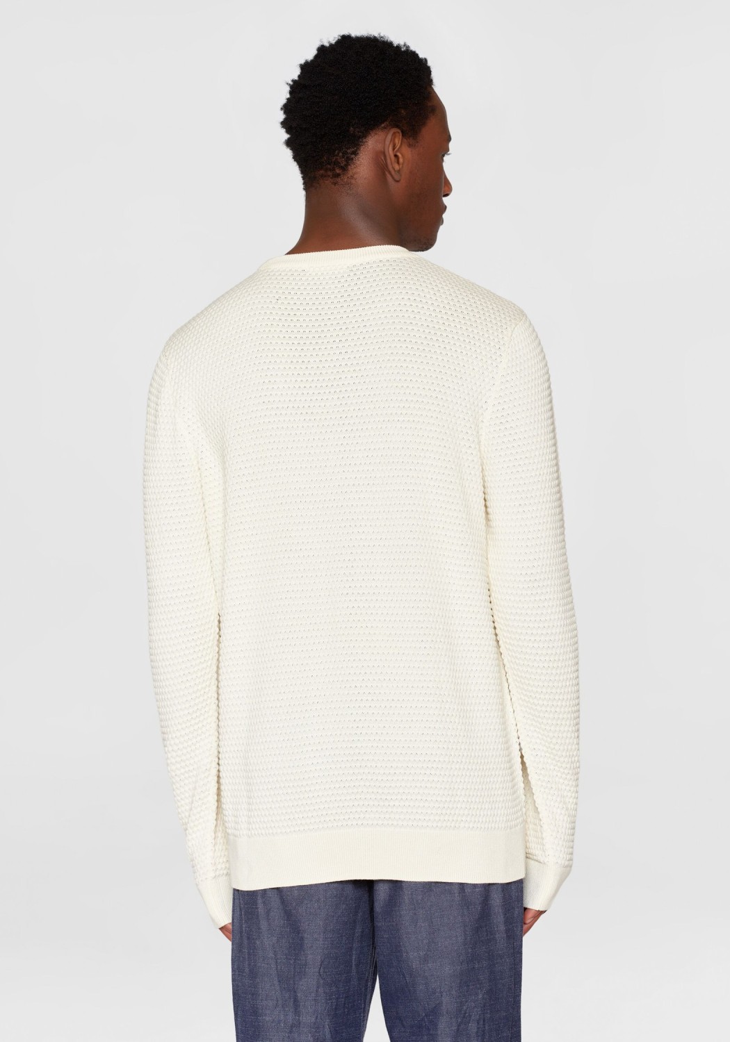 Knowledge Cotton Apparel Strickpullover Vagn Regular Bubble Crew Neck Egret